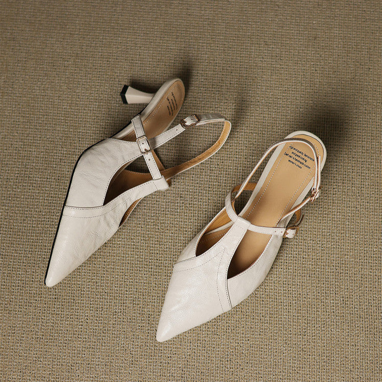 Echte Leder-High Heels in Schwarz