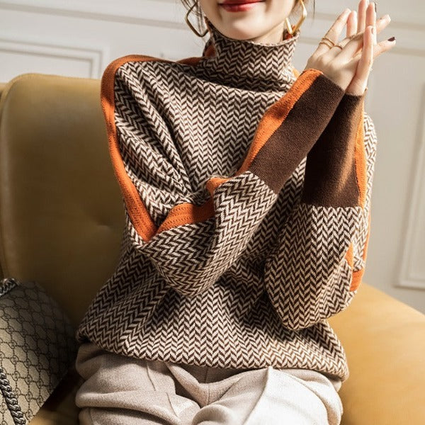 Beatriz | Rollkragenpullover mit auffälligen Kontraststreifen