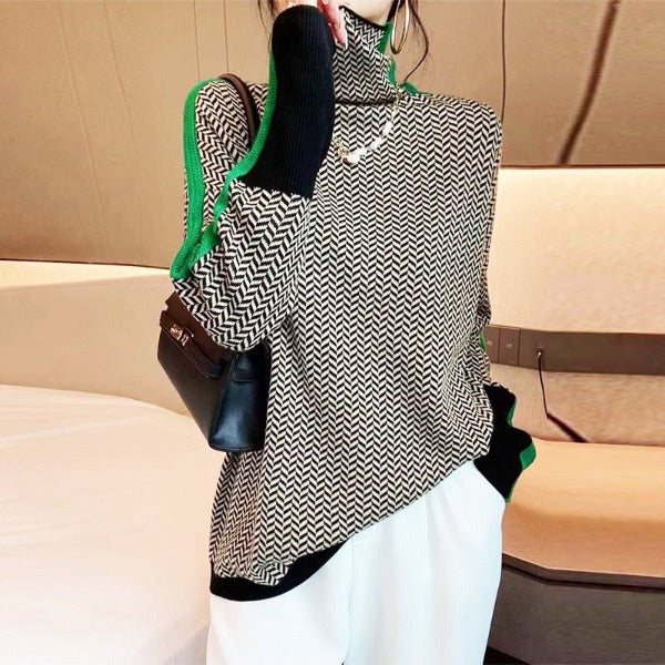 Beatriz | Rollkragenpullover mit auffälligen Kontraststreifen