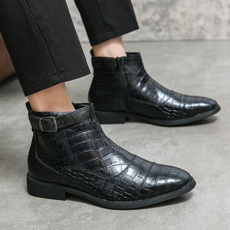 Dylan | Stiefeletten aus Kunstleder mit Schnalle