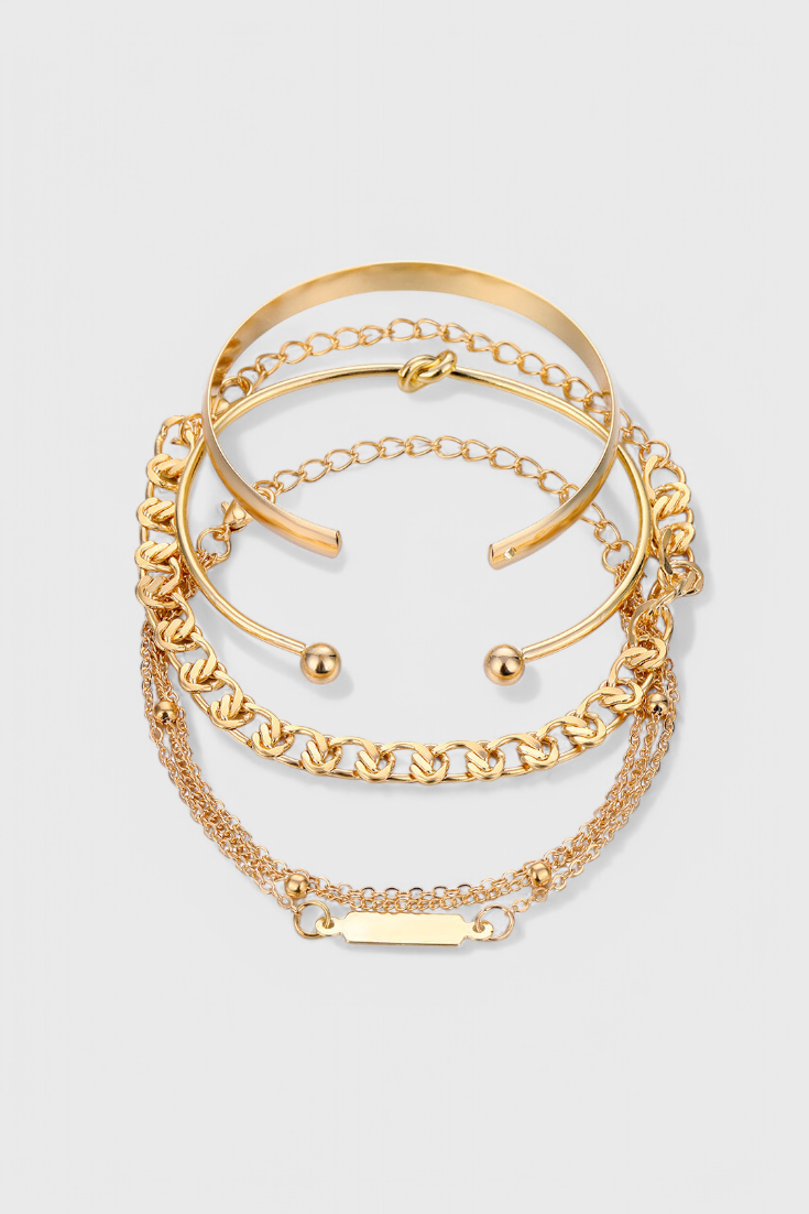 4-teiliges Metallkettenarmband-Set