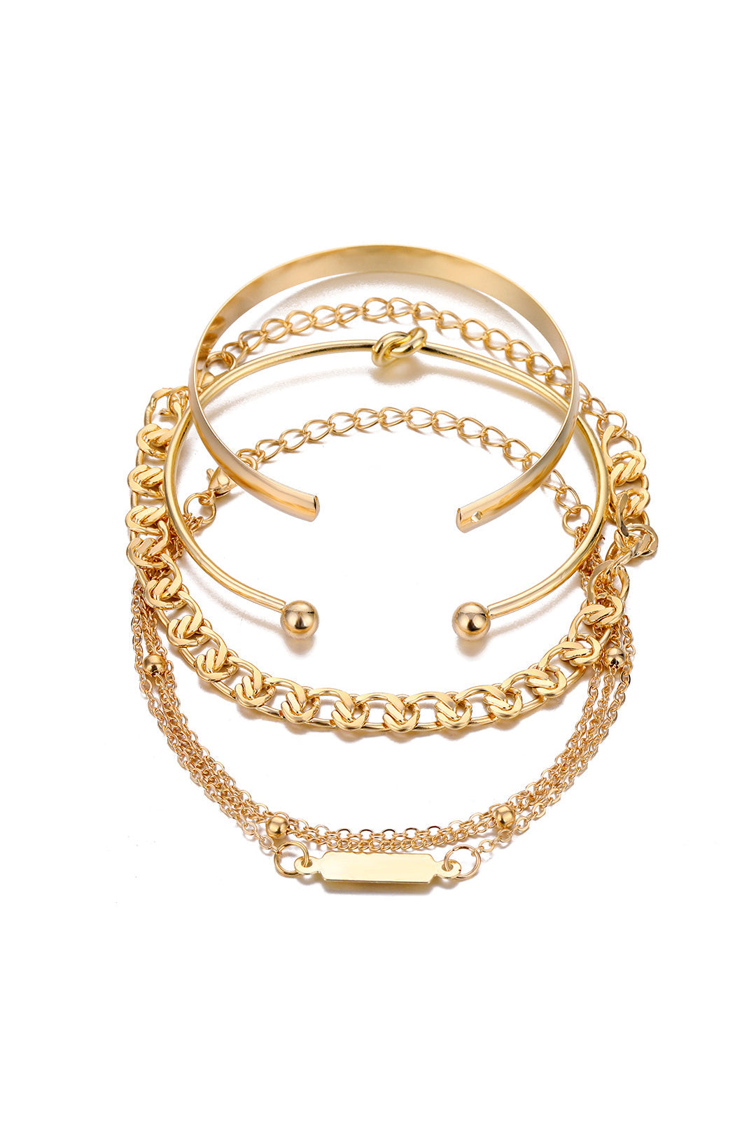 4-teiliges Metallkettenarmband-Set
