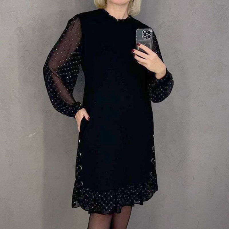 Estela | Elegantes Kleid mit Kristallen und Rundhalsausschnitt
