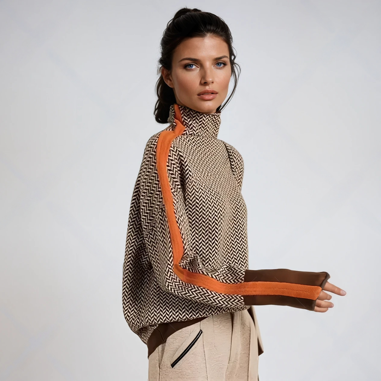 Beatriz | Rollkragenpullover mit auffälligen Kontraststreifen