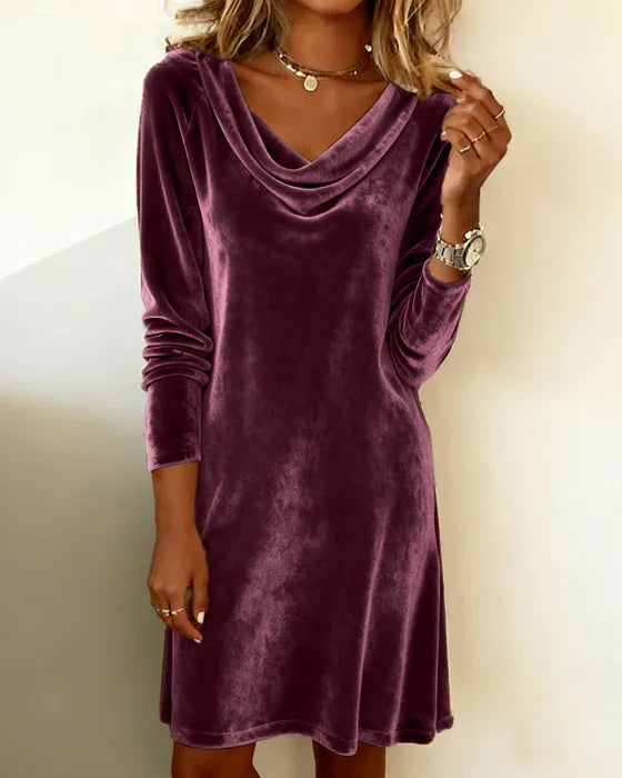 Rosa | Locker geschnittenes Samtkleid