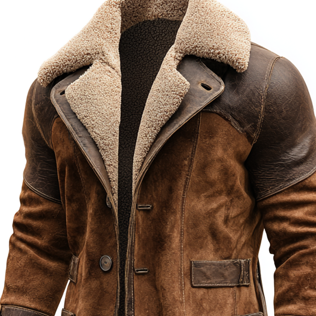 Rodrigo™ | Vintage-Ledermantel Braun mit Shearling