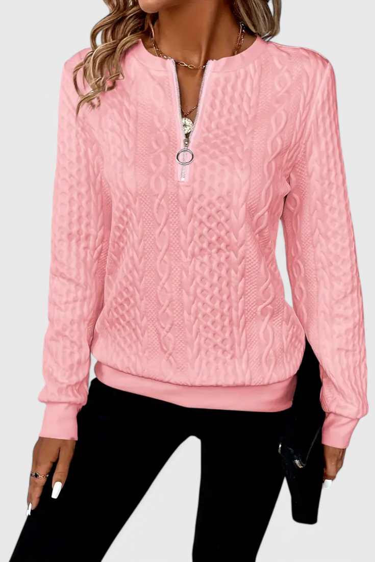 Zoey | Weicher Strickpullover mit Reißverschluss