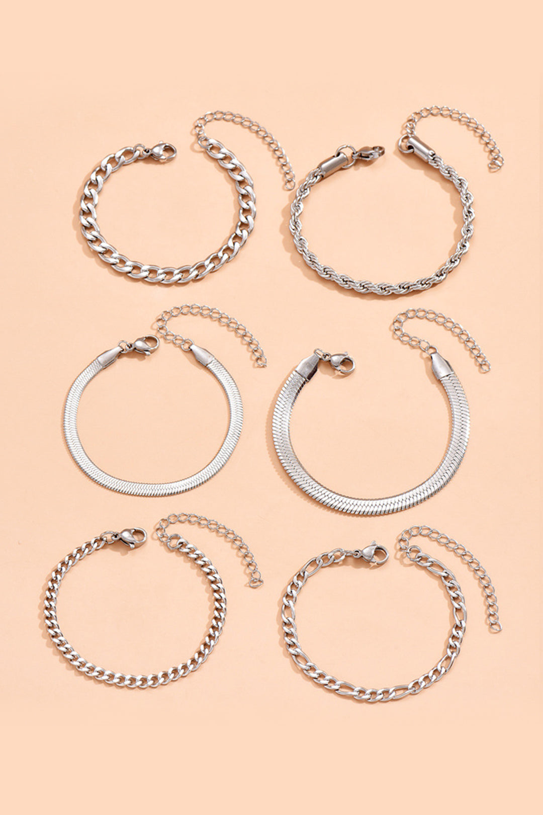 6-teiliges Cuban Chain Armband-Set