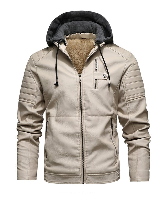 GEBRAUCHTE KUNSTLEDERJACKE MIT VORDERKAPUZE