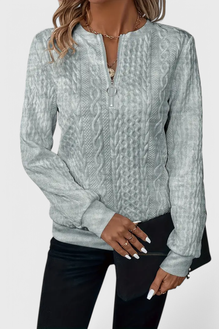 Zoey | Weicher Strickpullover mit Reißverschluss