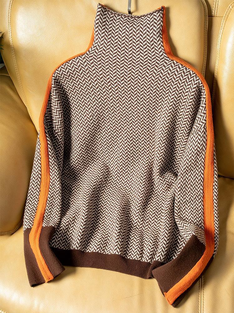 Beatriz | Rollkragenpullover mit auffälligen Kontraststreifen