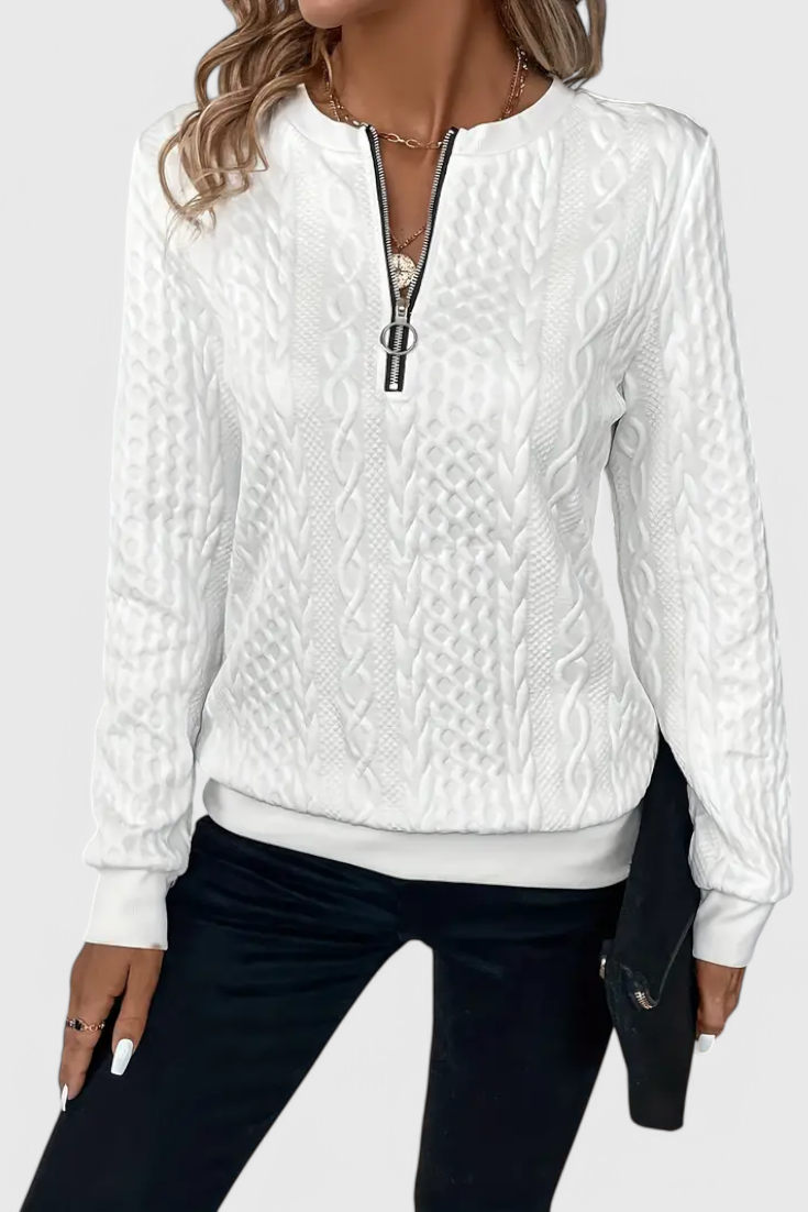 Zoey | Weicher Strickpullover mit Reißverschluss