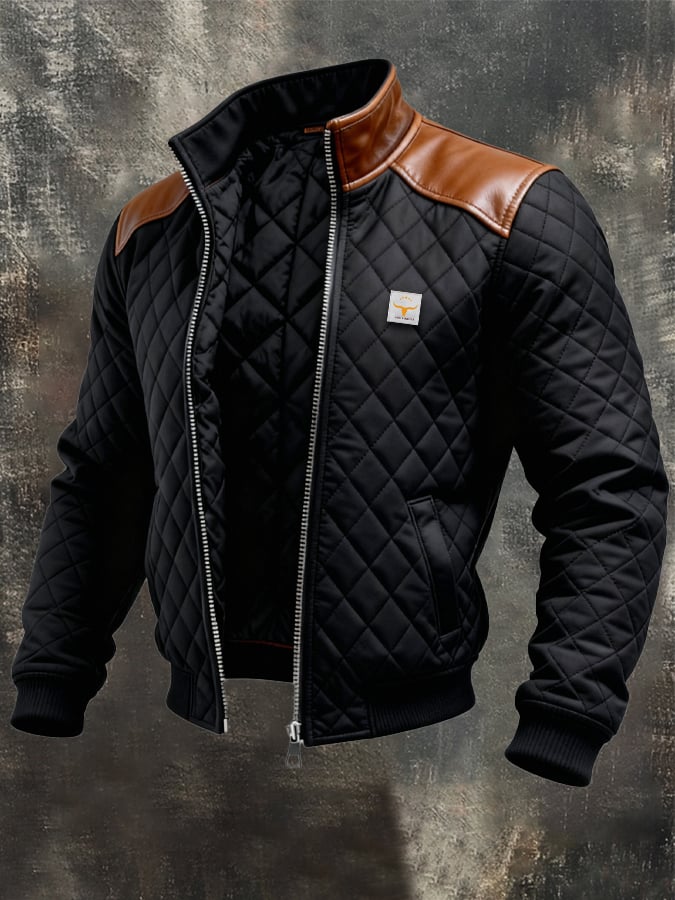 SCHWARZE JACKE AUS KUNSTLEDER MIT KUNSTSCHULTERN