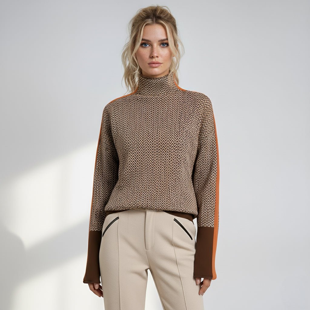Elara | Rollkragenpullover mit Kontraststreifen