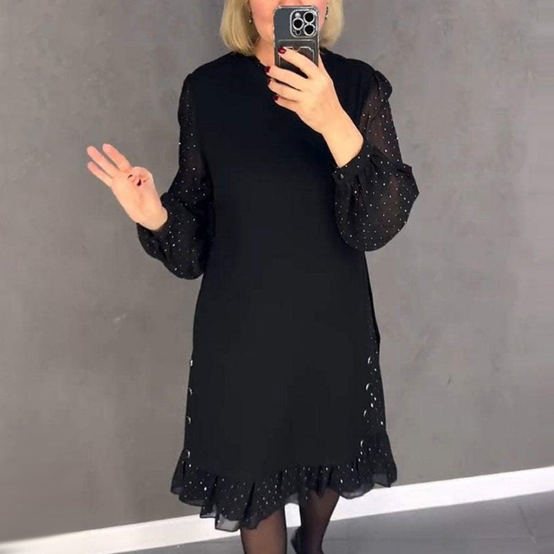 Estela | Elegantes Kleid mit Kristallen und Rundhalsausschnitt