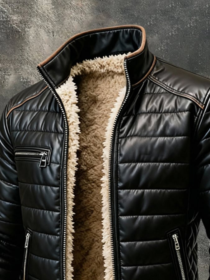 SCHWARZE JACKE MIT SHERPA-FUTTER