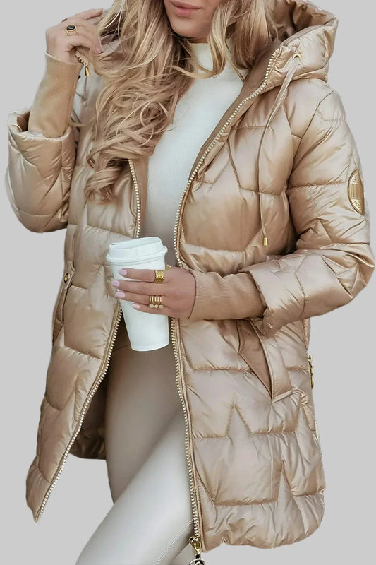 Nora – Eleganter Wintermantel mit Kapuze und Steppung