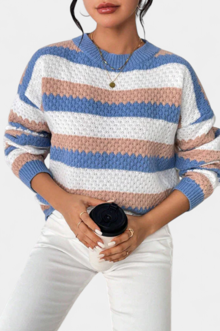 Kristen Oversize-Jersey mit Rundhalsausschnitt und Streifen