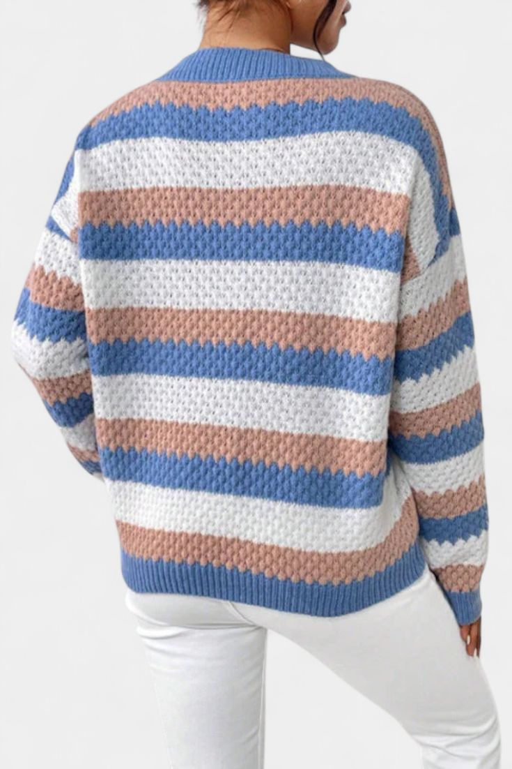 Kristen Oversize-Jersey mit Rundhalsausschnitt und Streifen