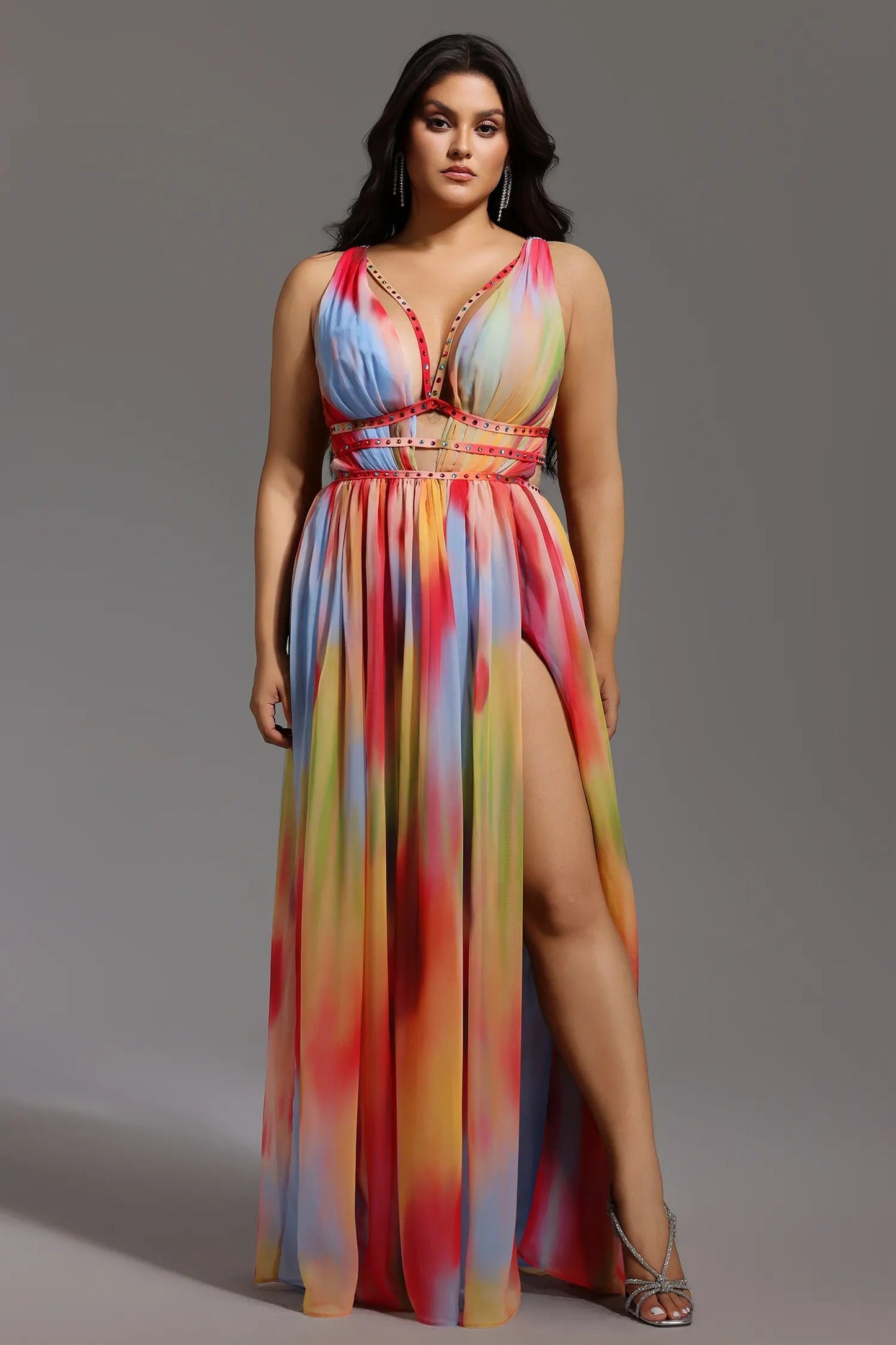 Lara™ | Elegantes, fließendes, mehrfarbiges Kleid