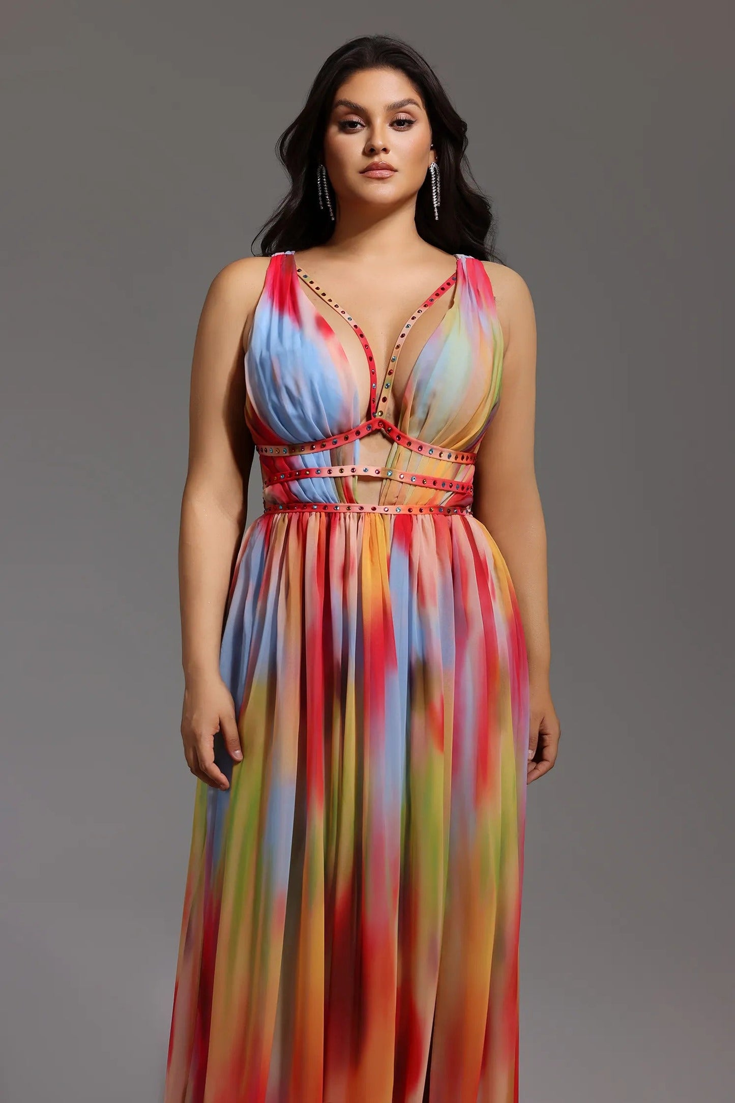 Lara™ | Elegantes, fließendes, mehrfarbiges Kleid