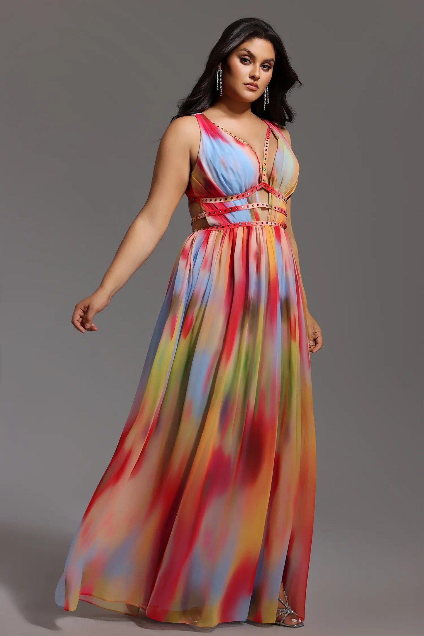 Lara™ | Elegantes, fließendes, mehrfarbiges Kleid