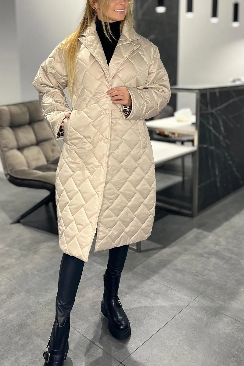 Beata | Reversible Steppmantel mit Leopardenfutter
