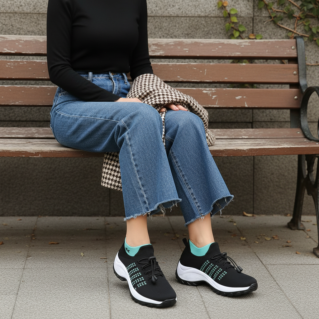 Ambulo Orthopädische Stoffschuhe - Grün Schwarz