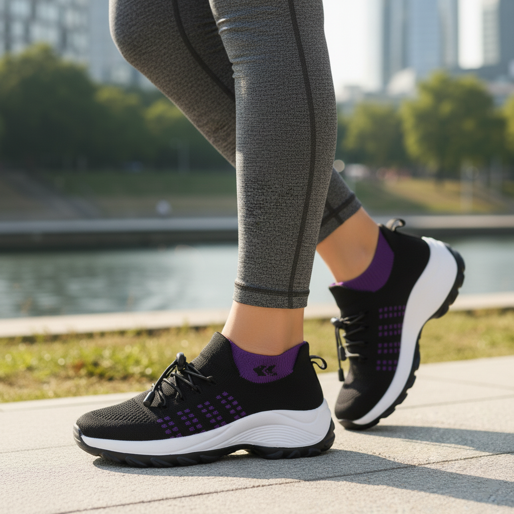 Ambulo Orthopädische Schuhe Stoff - Lila Schwarz