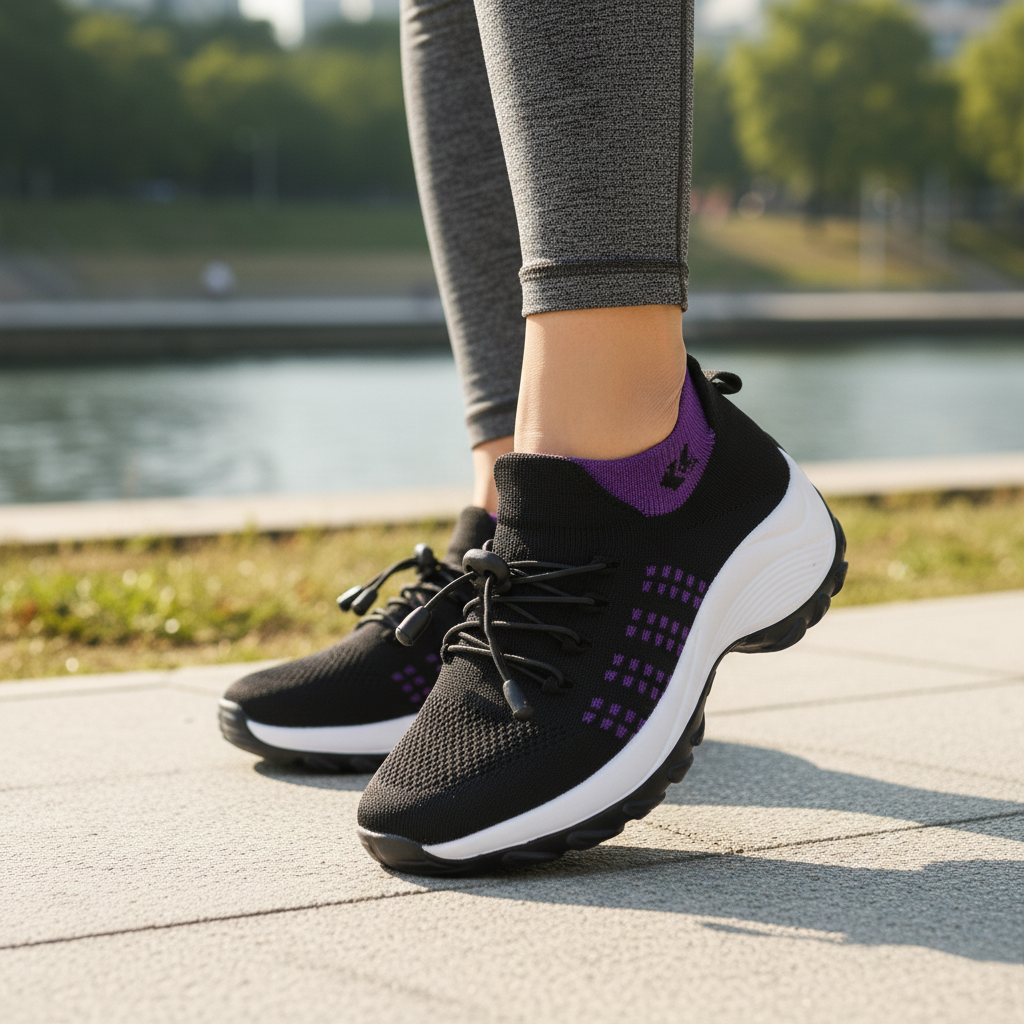 Ambulo Orthopädische Schuhe Stoff - Lila Schwarz
