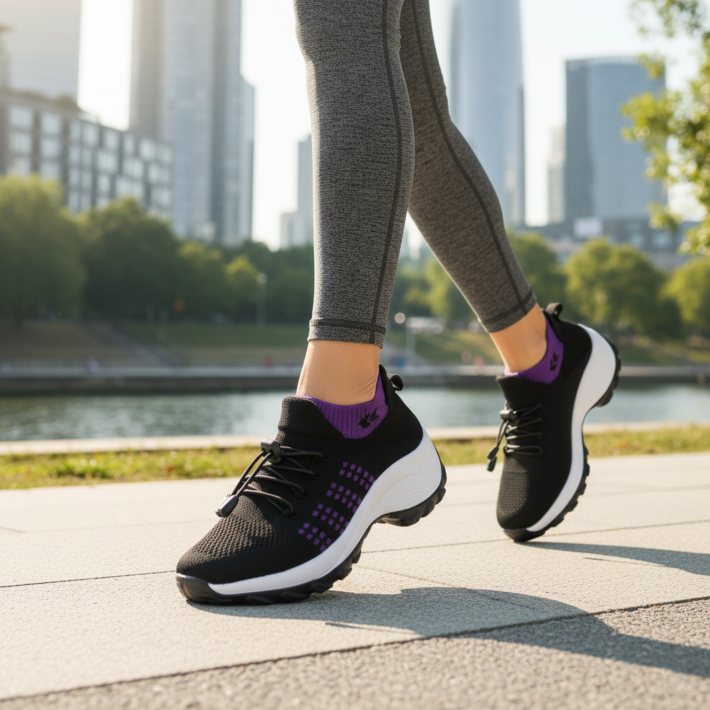 Ambulo Orthopädische Schuhe Stoff - Lila Schwarz