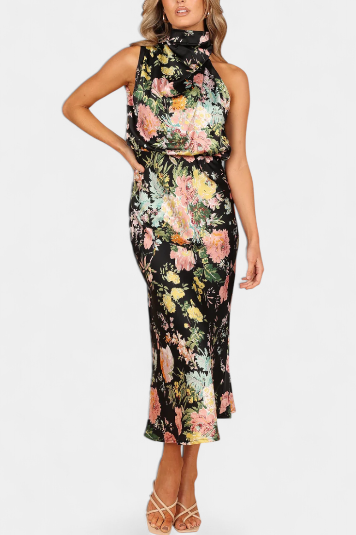 Lisa | Maxi-Kleid mit Blumenmuster und Neckholder