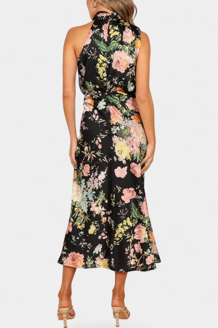Lisa | Maxi-Kleid mit Blumenmuster und Neckholder