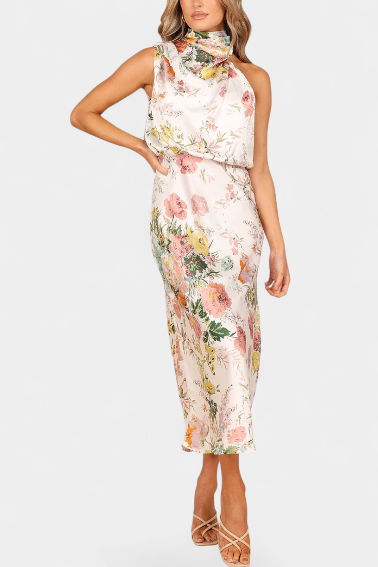 Lisa | Maxi-Kleid mit Blumenmuster und Neckholder