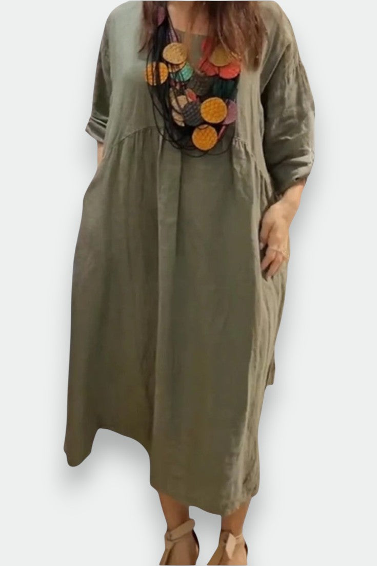 MANDIRA | Baumwoll-Leinenkleid